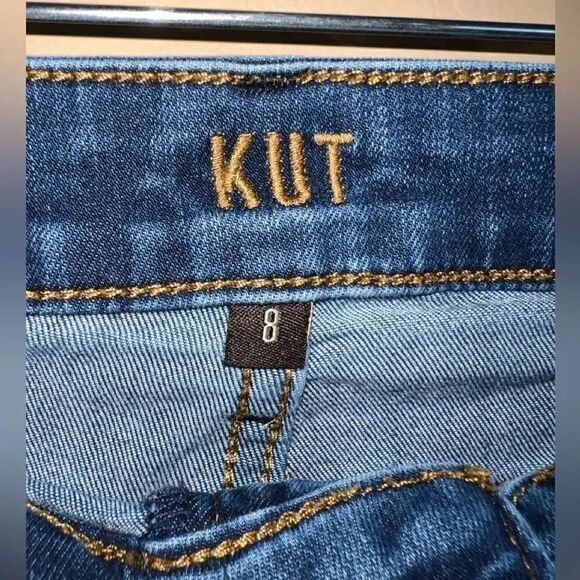 Kut from the Kloth Distressed High Rise Skinny Ankle Raw Hem Jeggings Size 8 - Picture 5 of 10